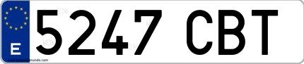 Ejemplo de matrícula española 5247 CBT