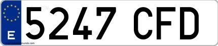 Ejemplo de matrícula española 5247 CFD