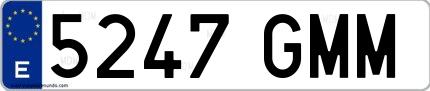 Ejemplo de matrícula española 5247 GMM