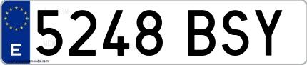 Ejemplo de matrícula española 5248 BSY