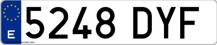 Ejemplo de matrícula española 5248 DYF
