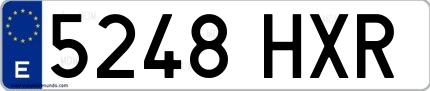 Ejemplo de matrícula española 5248 HXR