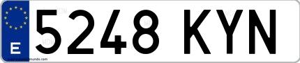 Ejemplo de matrícula española 5248 KYN