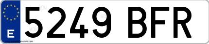 Ejemplo de matrícula española 5249 BFR
