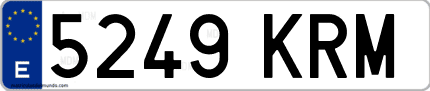 Ejemplo de matrícula de coche ordinaria 5249 KRM