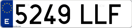 Ejemplo de matrícula de coche ordinaria 5249 LLF