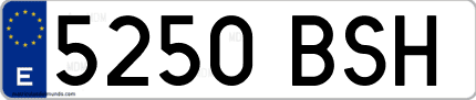 Ejemplo de matrícula de coche ordinaria 5250 BSH