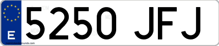 Ejemplo de matrícula de coche ordinaria 5250 JFJ
