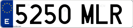 Ejemplo de matrícula de coche ordinaria 5250 MLR