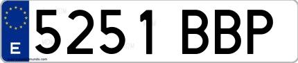 Ejemplo de matrícula española 5251 BBP
