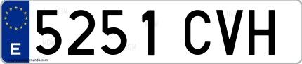 Ejemplo de matrícula española 5251 CVH