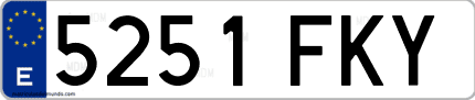 Ejemplo de matrícula de coche ordinaria 5251 FKY