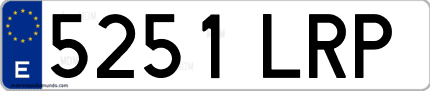 Ejemplo de matrícula de coche ordinaria 5251 LRP