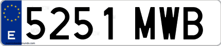 Ejemplo de matrícula de coche ordinaria 5251 MWB
