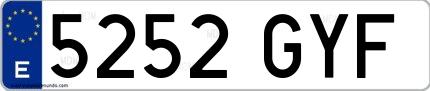 Ejemplo de matrícula española 5252 GYF