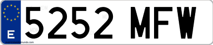 Ejemplo de matrícula de coche ordinaria 5252 MFW