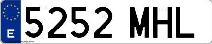 Ejemplo de matrícula española 5252 MHL