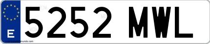Ejemplo de matrícula española 5252 MWL