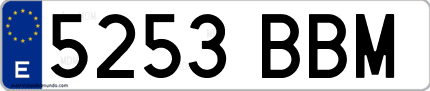 Ejemplo de matrícula de coche ordinaria 5253 BBM
