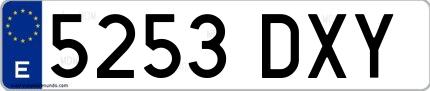 Ejemplo de matrícula española 5253 DXY
