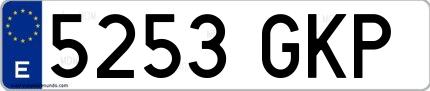 Ejemplo de matrícula española 5253 GKP
