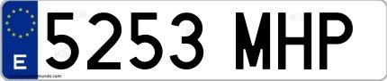 Ejemplo de matrícula española 5253 MHP