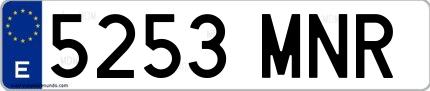 Ejemplo de matrícula española 5253 MNR