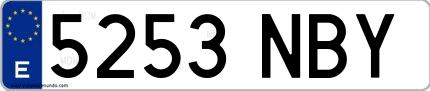 Ejemplo de matrícula española 5253 NBY