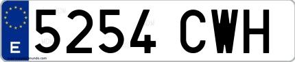Ejemplo de matrícula española 5254 CWH
