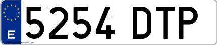 Ejemplo de matrícula española 5254 DTP