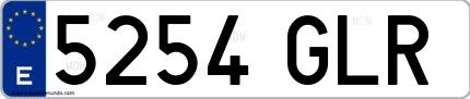 Ejemplo de matrícula española 5254 GLR