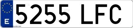 Ejemplo de matrícula española 5255 LFC
