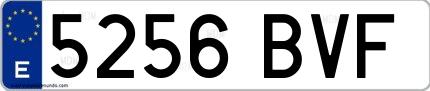 Ejemplo de matrícula española 5256 BVF