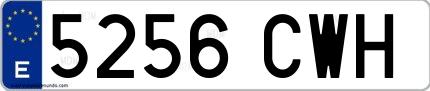 Ejemplo de matrícula española 5256 CWH
