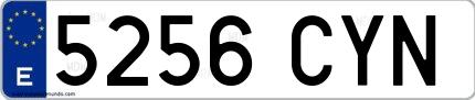 Ejemplo de matrícula española 5256 CYN