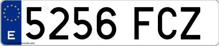 Ejemplo de matrícula española 5256 FCZ
