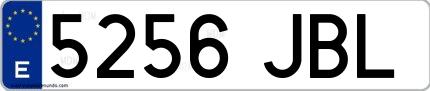 Ejemplo de matrícula española 5256 JBL