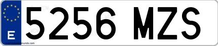 Ejemplo de matrícula española 5256 MZS