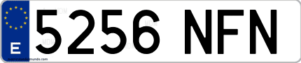 Ejemplo de matrícula de coche ordinaria 5256 NFN