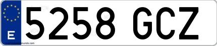 Ejemplo de matrícula española 5258 GCZ