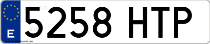 Ejemplo de matrícula de coche ordinaria 5258 HTP