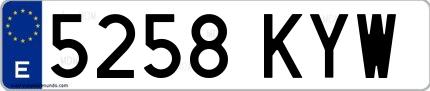 Ejemplo de matrícula española 5258 KYW