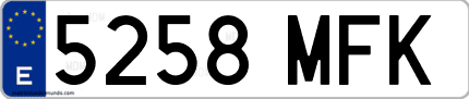 Ejemplo de matrícula de coche ordinaria 5258 MFK