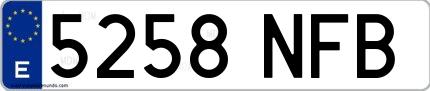 Ejemplo de matrícula española 5258 NFB