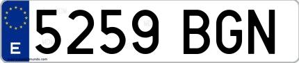 Ejemplo de matrícula española 5259 BGN