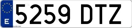 Ejemplo de matrícula española 5259 DTZ