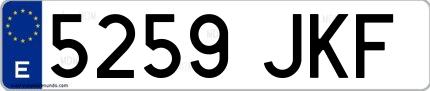 Ejemplo de matrícula española 5259 JKF