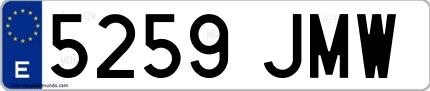 Ejemplo de matrícula española 5259 JMW