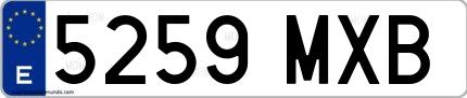 Ejemplo de matrícula española 5259 MXB