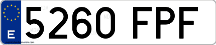 Ejemplo de matrícula de coche ordinaria 5260 FPF